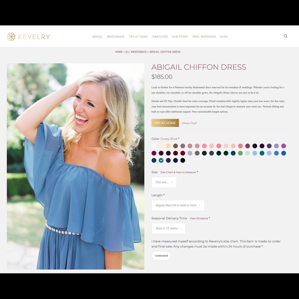 Reverly “Abigail Chiffon Dress” in Dusty Blue